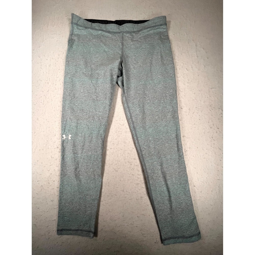 Under Armour ColdGear Leggings Women XL Heather Gray Fitted Fit Mid Rise Running